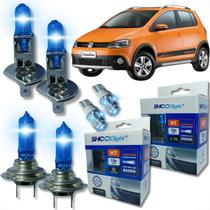 Kit lâmpada shocklight super branca farol alto baixo e lanterna h1 h7 t10 duplo foco 55w 12v 8500k Kit lâmpada shocklight super branca farol alto baixo e lanterna h1 h7 t10 duplo foco 55w 12v 8500k