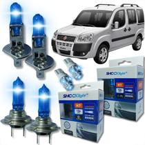 Kit lâmpada shocklight super branca farol alto baixo e lanterna h1 h7 t10 duplo foco 55w 12v 8500k