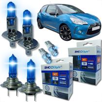 Kit lâmpada shocklight super branca farol alto baixo e lanterna h1 h7 t10 duplo foco 55w 12v 8500k Kit lâmpada shocklight super branca farol alto baixo e lanterna h1 h7 t10 duplo foco 55w 12v 8500k