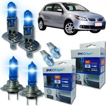 Kit lâmpada shocklight super branca farol alto baixo e lanterna h1 h7 t10 duplo foco 55w 12v 8500k