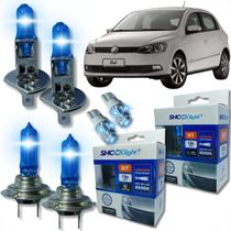 Kit lâmpada shocklight super branca farol alto baixo e lanterna h1 h7 t10 duplo foco 55w 12v 8500k