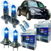Kit lâmpada shocklight super branca farol alto baixo e lanterna h1 h7 t10 duplo foco 55w 12v 8500k