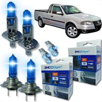 Kit lâmpada shocklight super branca farol alto baixo e lanterna h1 h7 t10 duplo foco 55w 12v 8500k