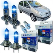 Kit lâmpada shocklight super branca farol alto baixo e lanterna h1 h7 t10 duplo foco 55w 12v 8500k