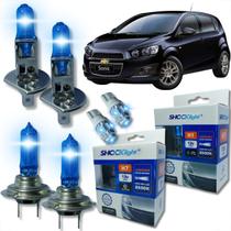 Kit lâmpada shocklight super branca farol alto baixo e lanterna h1 h7 t10 duplo foco 55w 12v 8500k