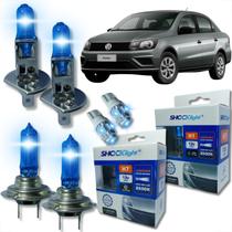 Kit lâmpada shocklight super branca farol alto baixo e lanterna h1 h7 t10 duplo foco 55w 12v 8500k