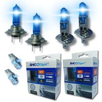 Kit Lâmpada Shocklight Super Branca Farol Alto baixo e Lanterna H1 H7 T10 Duplo Foco 55w 12v Kit Lâmpada Shocklight Super Branca Farol Alto baixo e Lanterna H1 H7 T10 Duplo Foco 55w 12v