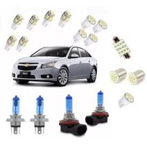 Kit Lâmpada Super Branca 8500K + Led Cruze 2011 À 2014