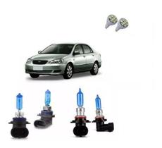 Kit Lâmpada Super Branca Farol + Leds Corolla 2003 Á 2007