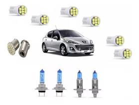 Kit Lampada Super Branca Farol + Leds Peugeot 207 8500K