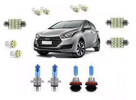 Kit Lampada Super Branca Farol + Milha E Leds Hyundai Hb20