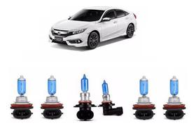 Kit Lâmpada Super Branca Farol + Milha Honda New Civic 17/18