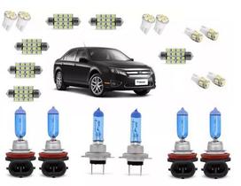 Kit Lampada Super Branca Ford Fusion Farol + Leds 2005 A 08