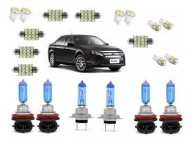 Kit Lampada Super Branca Ford Fusion Farol + Leds 2005 A 08