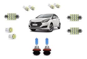 Kit Lampada Super Branca H8 Milha + Leds Hyundai Hb20