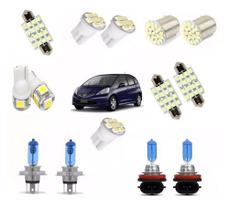 Kit Lampada Super Branca + Led Farol/milha Honda Fit 04 A 17