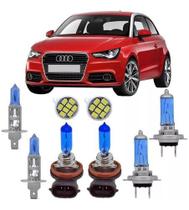 Kit Lampada Super Branca+ Led Pingo Audi A1 2010 A 2013 Farol Alto Baixo E Milha