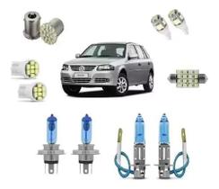 Kit Lampada Super Branca Leds Farol E Milha Gol G2 G3 G4 Kit Lampada Super Branca Leds Farol E Milha Gol G2 G3 G4