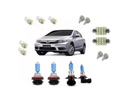 Kit Lâmpada Super Branca + Leds Honda New Civic 2013 A 2017 Kit Lâmpada Super Branca + Leds Honda New Civic 2013 A 2017
