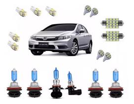 Kit Lâmpada Super Branca + Leds Honda New Civic 2013 A 2017