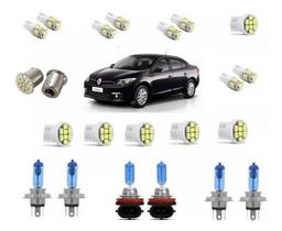 Kit Lampada Super Branca Renault Fluence Farol + Milha + Led