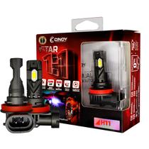 Kit Lâmpada Super LED Cinoy Star Mini Zoom 6000K Branco Puro Design 11 Plug Play Alta Durabilidade H1, H3, H4, H7, H11, H27, 9005, 9006, 9012