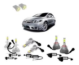 Kit Lampada Super Led Farol Alto Baixo Milha Honda New Civic