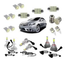 Kit Lampada Super Led Farol Alto Baixo Milha + Led New Civic