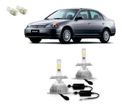 Kit Lampada Super Led Farol Alto E Baixo H4 + Led Civic 2002