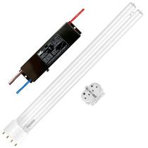 Kit lâmpada UV-C germicida ultravioleta PL 55W compacta reposição filtro UV + soquete 2g11 + reator