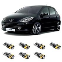 Kit Lampadas De Led Premium Internas + Placa Peugeot 307 T10 Branco Branco-fri