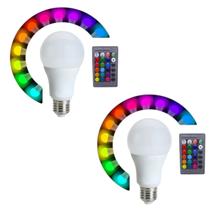 Kit Lâmpadas E27 Led RGB 5W Bivol C/ Controle Remoto 2 Peças Kit Lâmpadas E27 Led RGB 5W Bivol C/ Controle Remoto 2 Peças