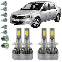 Kit Lampadas Farol Alto Baixo Renault Logan Luz Placa Ré T10