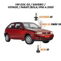 Kit Lâmpadas Farol LED VW Gol G2 Saveiro Voyage Parati Bola 1996 a 2000 6500K Luz Branca Y3