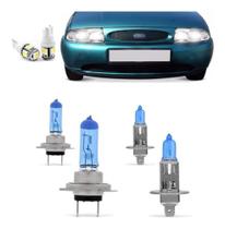 Kit Lâmpadas Fiesta 96 97 98 99 Super Brancas Farol H7 H1 Kit Lâmpadas Fiesta 96 97 98 99 Super Brancas Farol H7 H1
