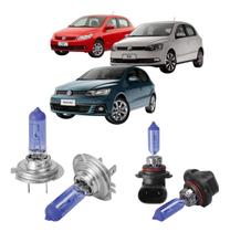 Kit lampadas foco simples super branca para vw gol g5 g6 g7 12v 55w