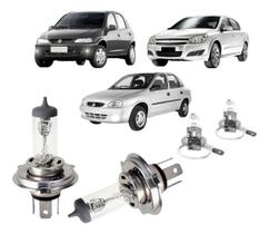 Kit lampadas halogena h4/h3 foco simples p/ gm astra/celta/classic/corsa/corsa/classic/vectra/tracker 12v 55w Kit lampadas halogena h4/h3 foco simples p/ gm astra/celta/classic/corsa/corsa/classic/vectra/tracker 12v 55w