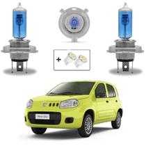 Kit Lâmpadas Halógena Super Branca H4 Farol Alto e Baixo Fiat Uno 2011 2012 2013 2014