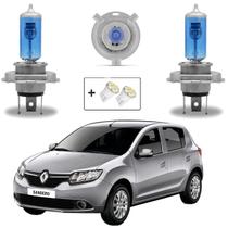 Kit Lâmpadas Halógena Super Branca H4 Farol Alto e Baixo Sandero 2007 2008 2009 2010 2011 2012 2013 2014 Kit Lâmpadas Halógena Super Branca H4 Farol Alto e Baixo Sandero 2007 2008 2009 2010 2011 2012 2013 2014