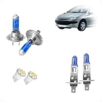 Kit Lâmpadas Halógena Super Branca H7 H1 Farol Baixo e Milha Pegeout 206 2005 2006 2007 2008