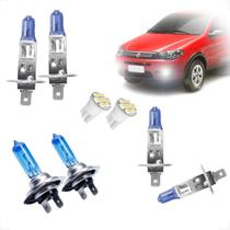 Kit Lâmpadas Halógena Super Branca H7 H1 H1 Farol Baixo Alto e Milha Palio 2012 2013 2014