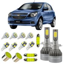 Kit Lampadas Led Farol Milha GM Agile Meia Luz Teto Ré Placa