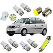 Kit Lâmpadas Led Luz Super Branca Teto Farolete Ré Placa Pingão 8 Leds 5 Leds T10 Torpedo 41mm 1 Polo Chevrolet Meriva