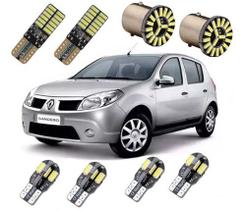 Kit lampadas led premium sandero logan teto placa farolete