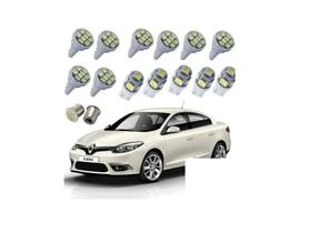 Kit Lâmpadas Led Renault Fluence Pingo Teto Placa Ré