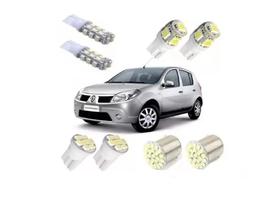 Kit Lampadas Led Renault Sandero Teto Placa Ré Farolete Leds