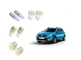 Kit Lâmpadas Led Sandero Stepway 2020 Teto Placa Ré Farolete