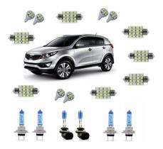 Kit Lâmpadas Led Sportage + Super Branca Farol E Milha 8500K