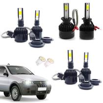 Kit Lâmpadas Led Tech One 8000k Azulado Farol Alto Baixo e Milha Strada 2005 2006 2007 2008