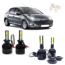 Kit Lâmpadas Led Tech One 8000k Azulado Farol Baixo e Milha Pegeout 206 2007 2008